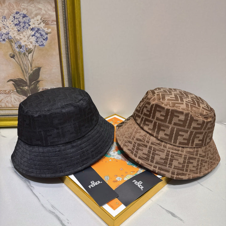 Two-Tone FF Printed Cotton Fisherman's Hat
