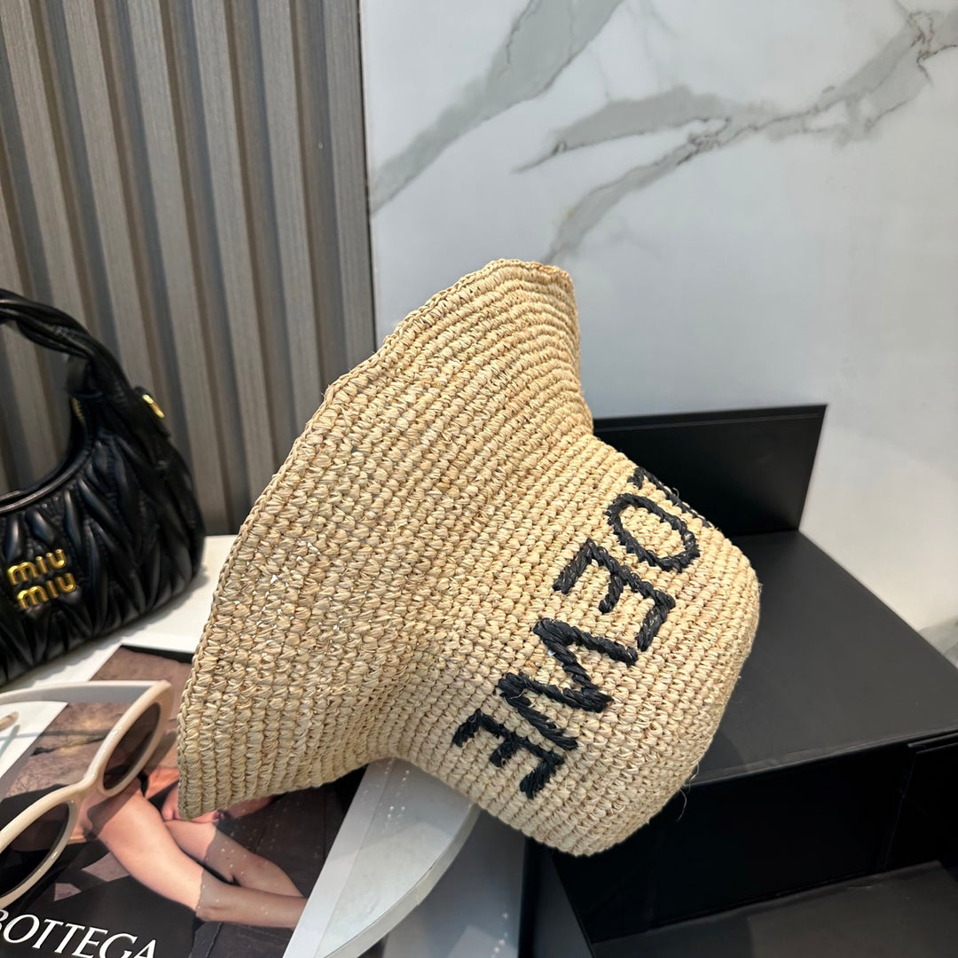 New Straw Embroidered Fisherman's Hat