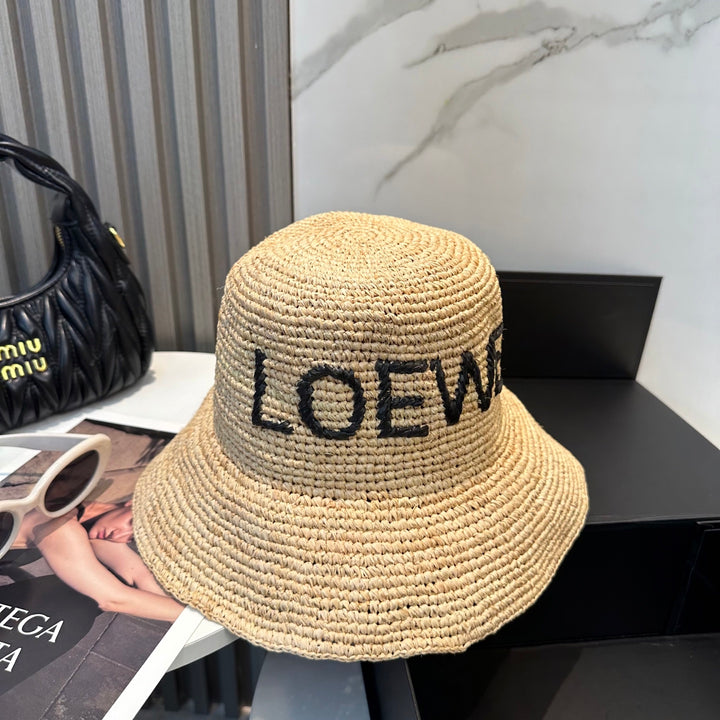 New Straw Embroidered Fisherman's Hat