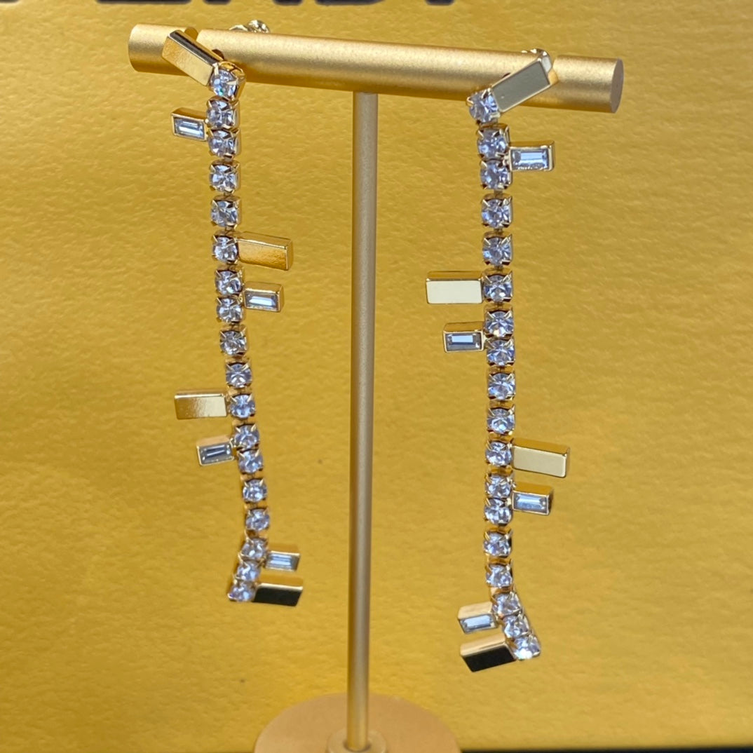luxury gold diamond tassel earrings
