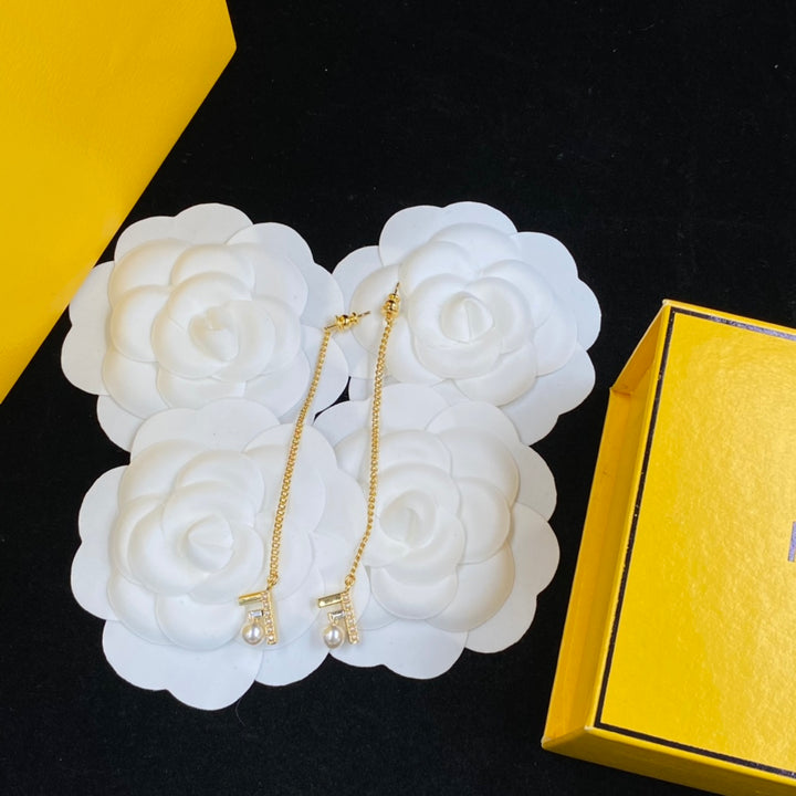 gold chain pearl earrings