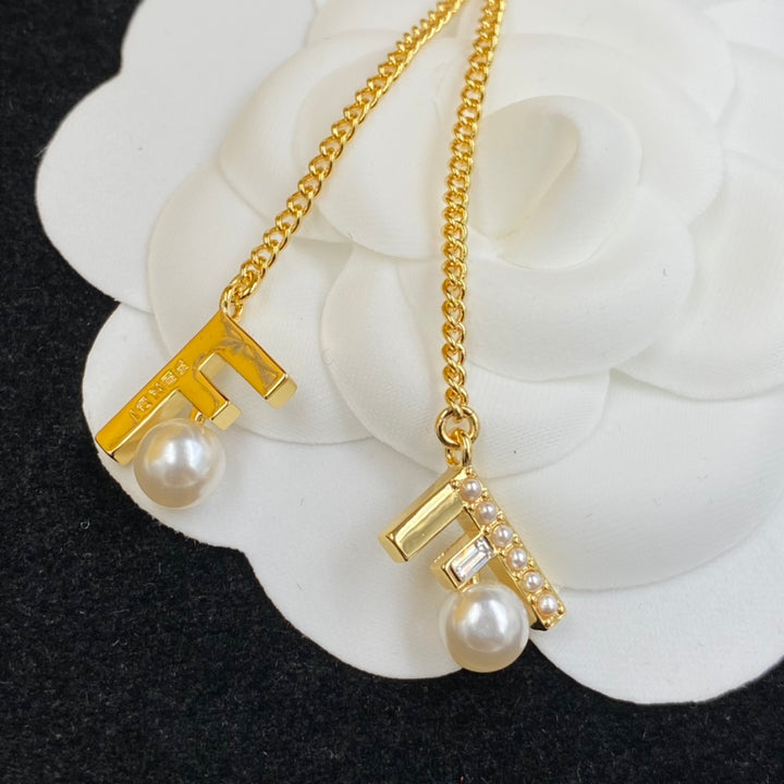 gold chain pearl earrings