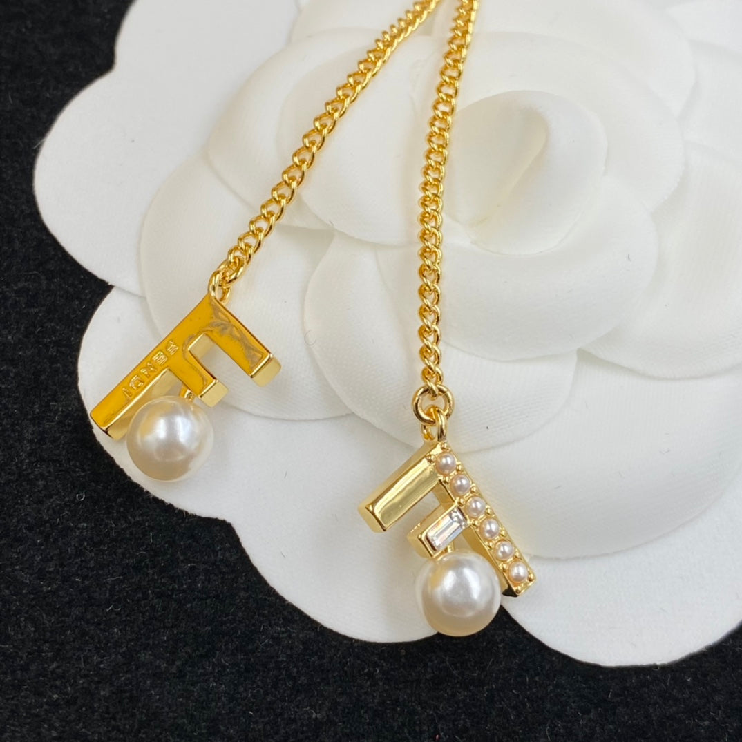 gold chain pearl earrings