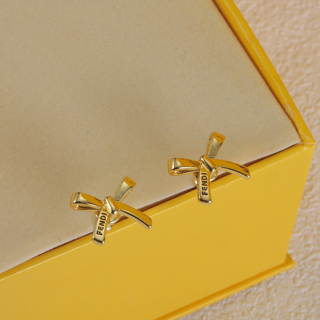 gold bow earrings