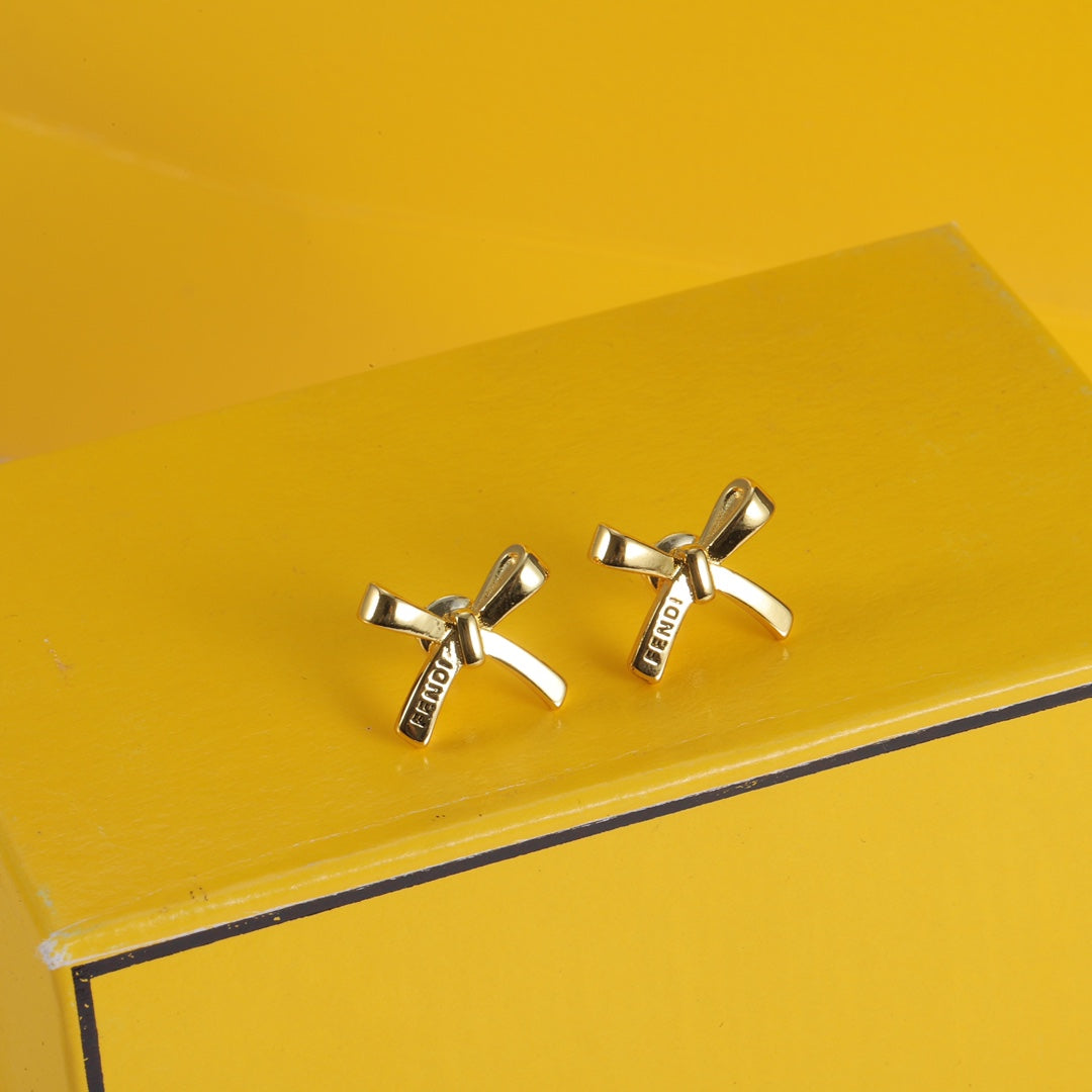 gold bow earrings