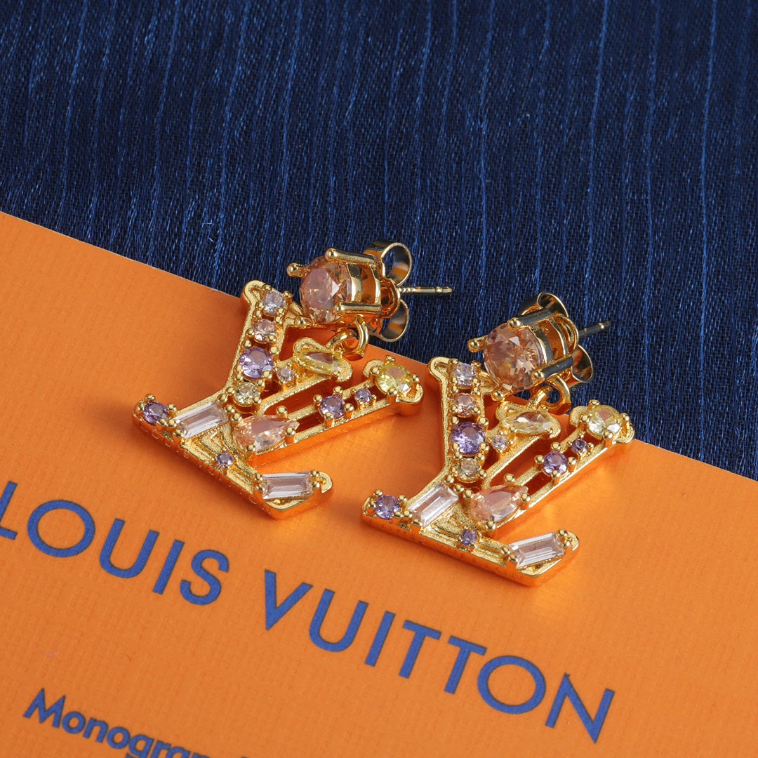 new letters with diamonds earrings