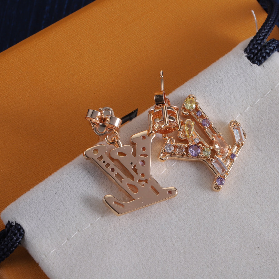 new letters with diamonds earrings