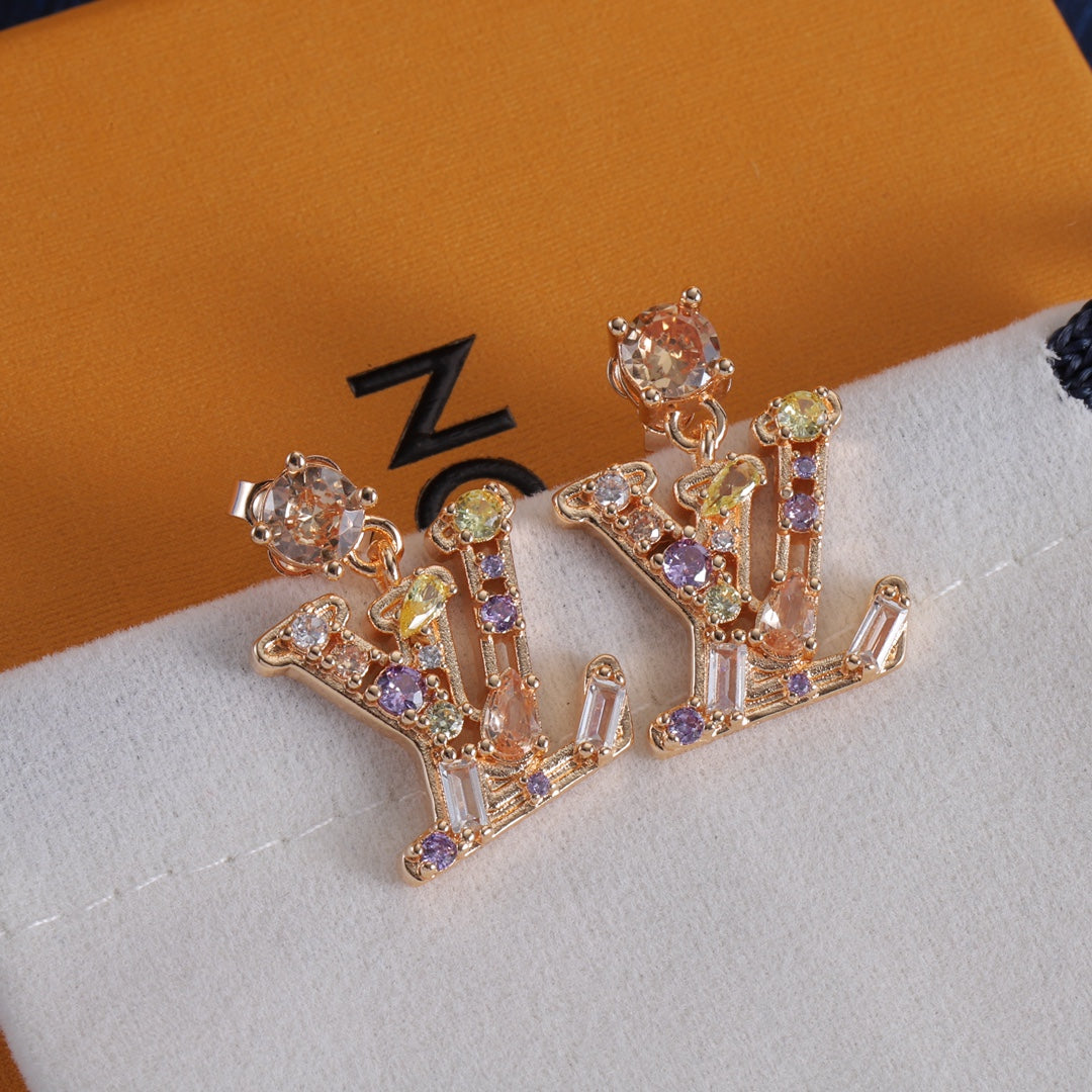new letters with diamonds earrings