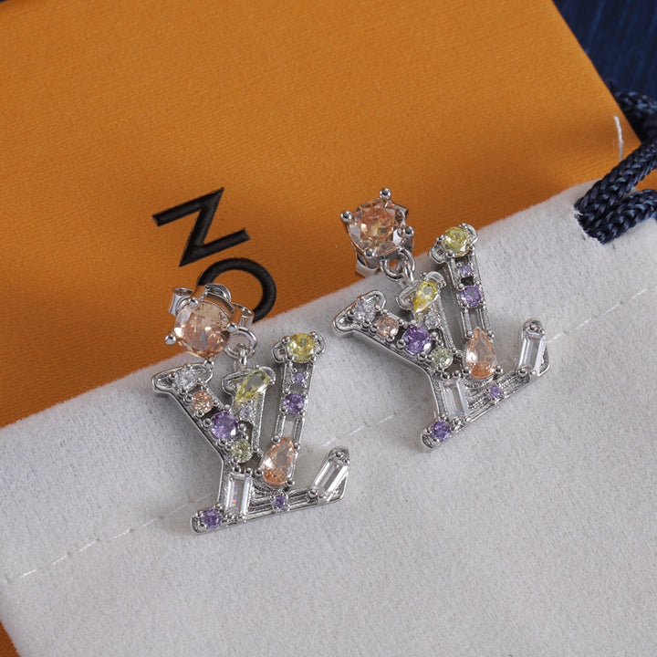 new letters with diamonds earrings