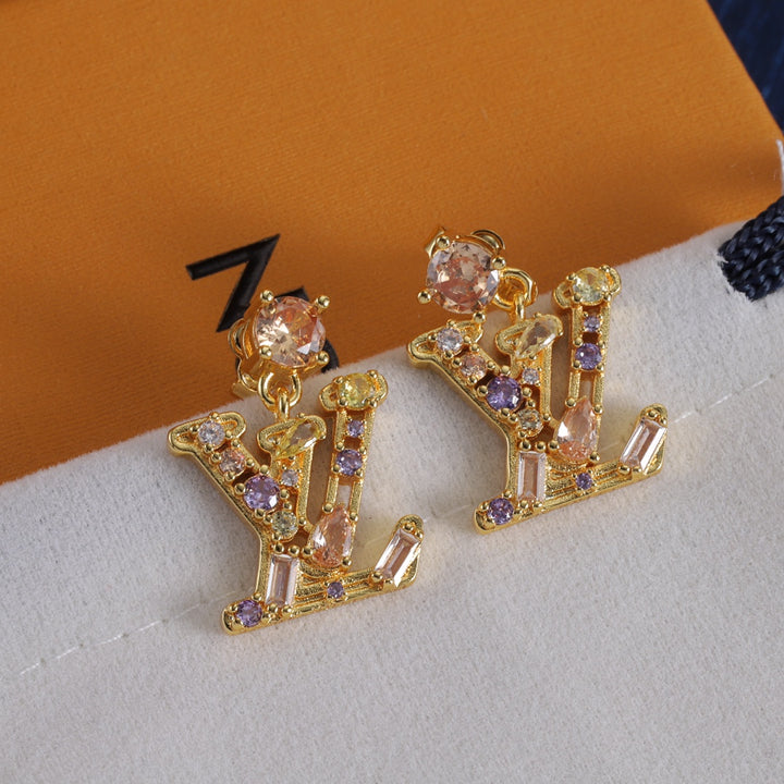 new letters with diamonds earrings