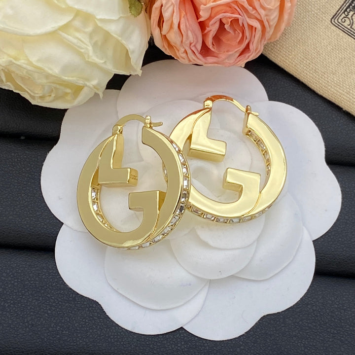 new letter hollow earrings