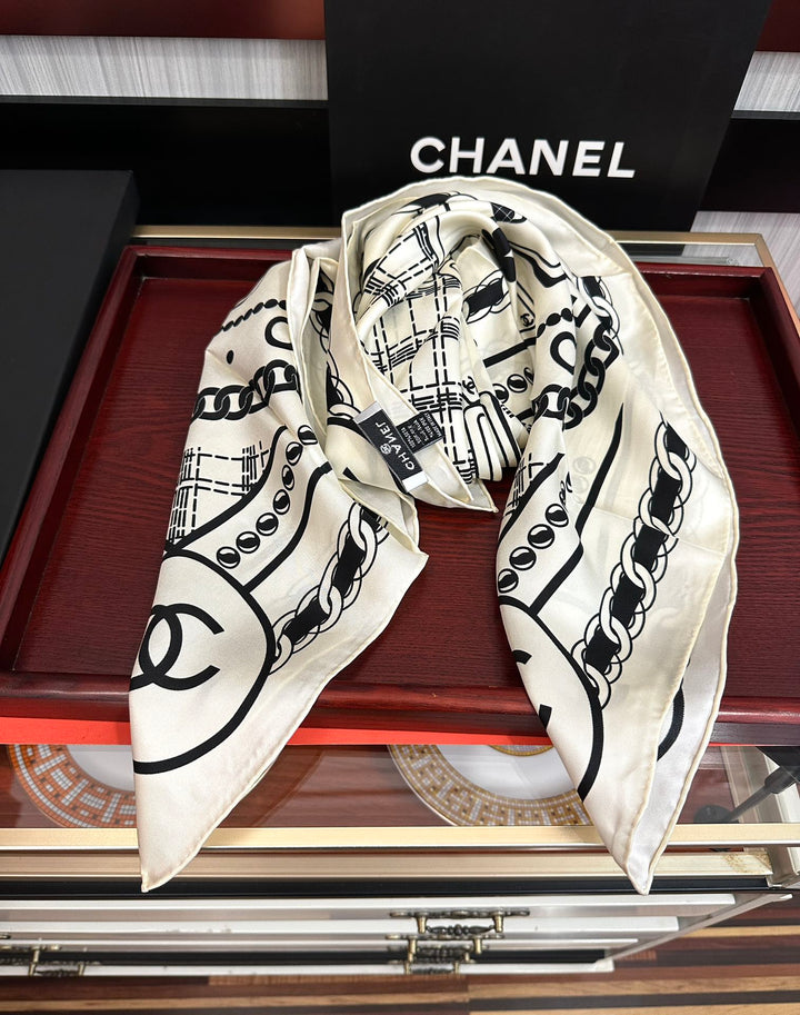perfume playing card pattern silk scarf