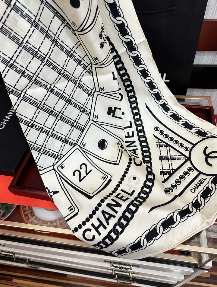 perfume playing card pattern silk scarf