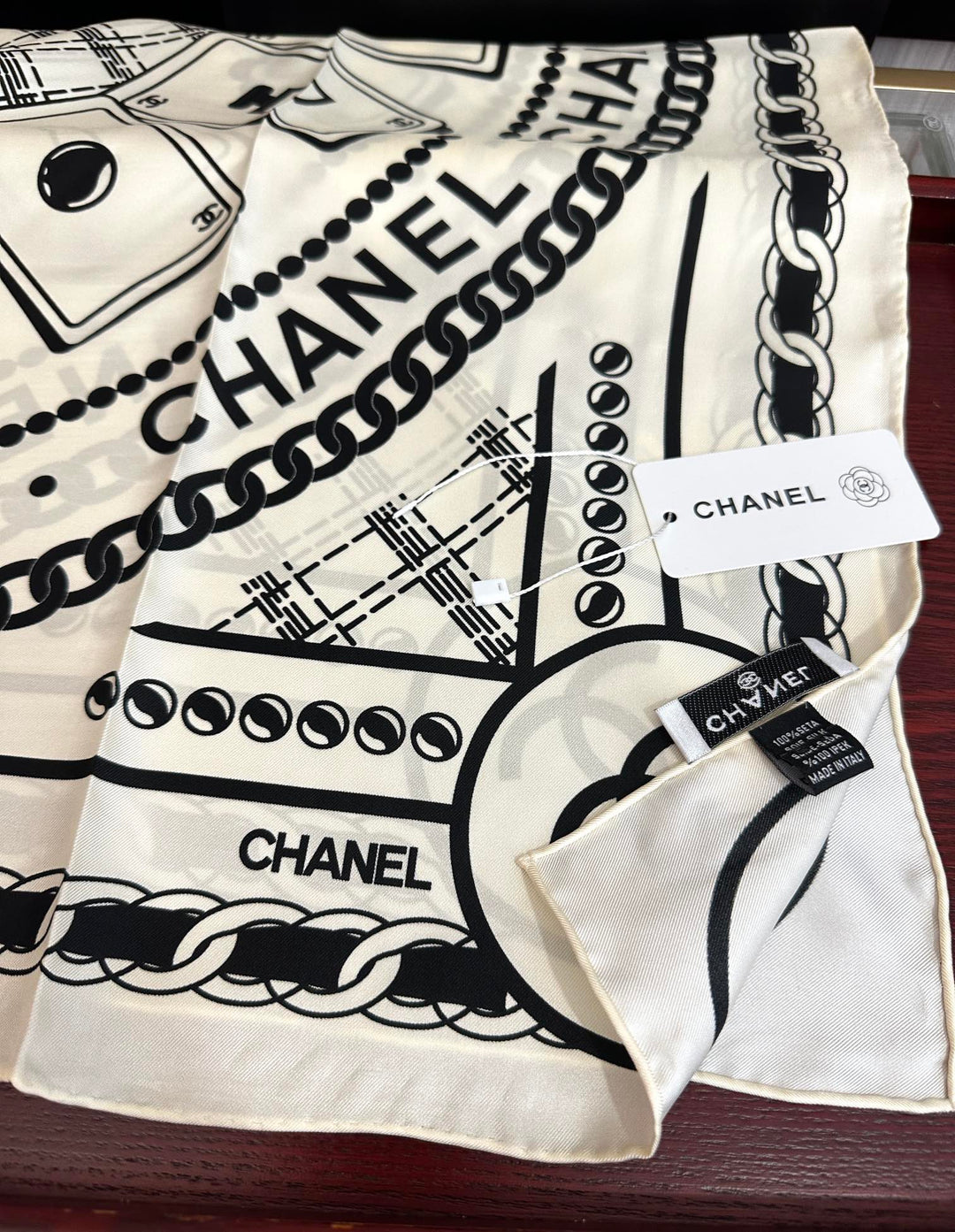 perfume playing card pattern silk scarf