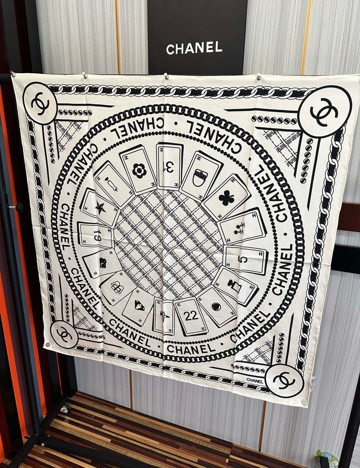 perfume playing card pattern silk scarf