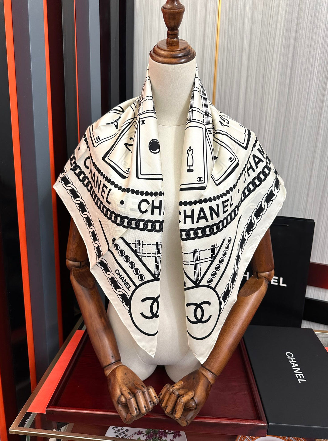 perfume playing card pattern silk scarf