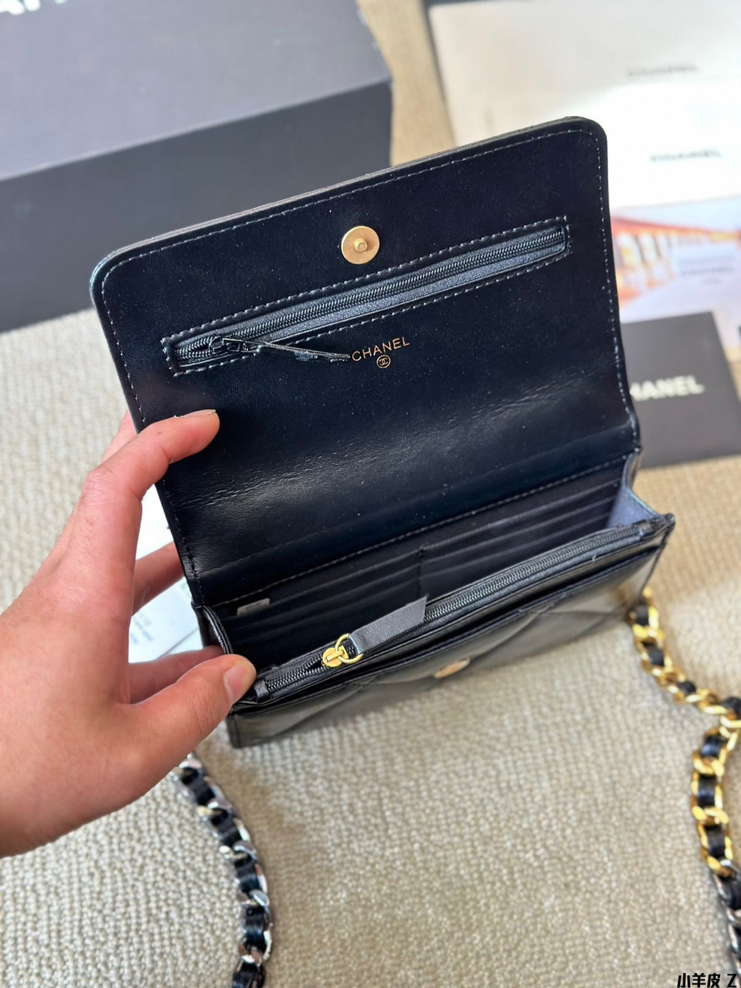 6-color sheepskin gold chain leather handbag