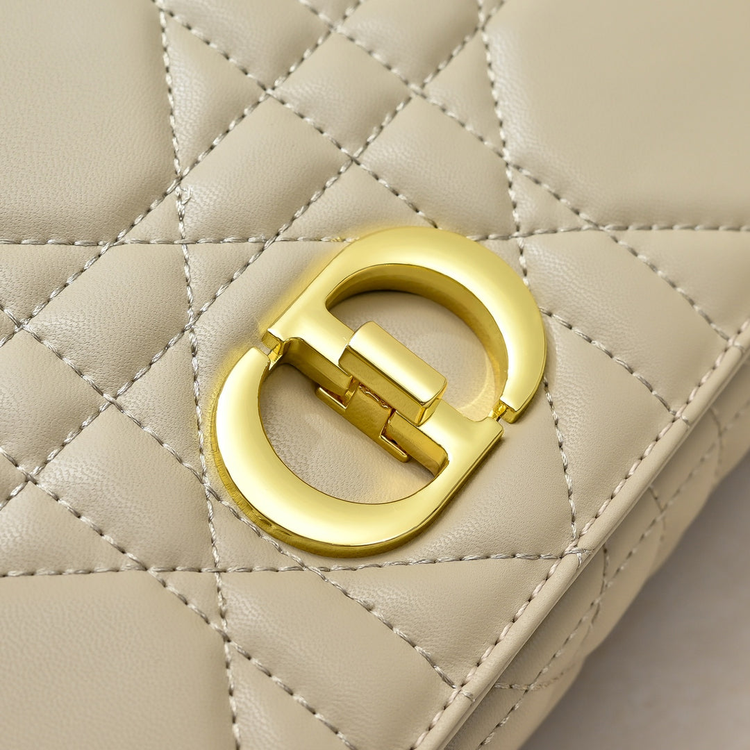 Classic sheepskin checkered CD flap bag