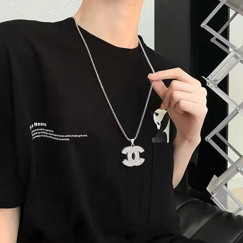 Fashionable Silver Double C Chain Necklace