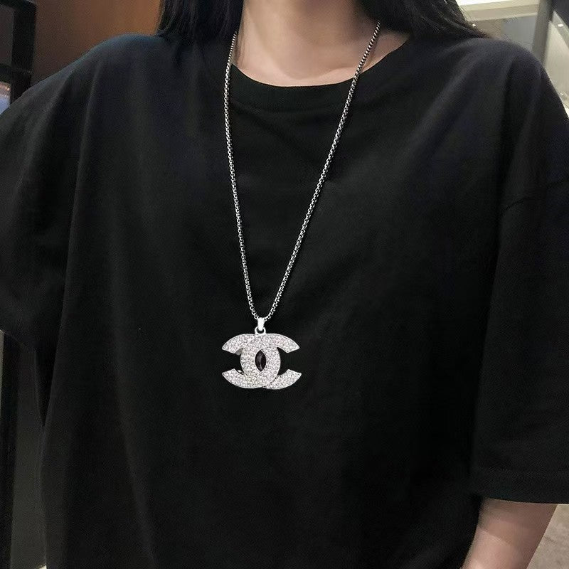Fashionable Silver Double C Chain Necklace