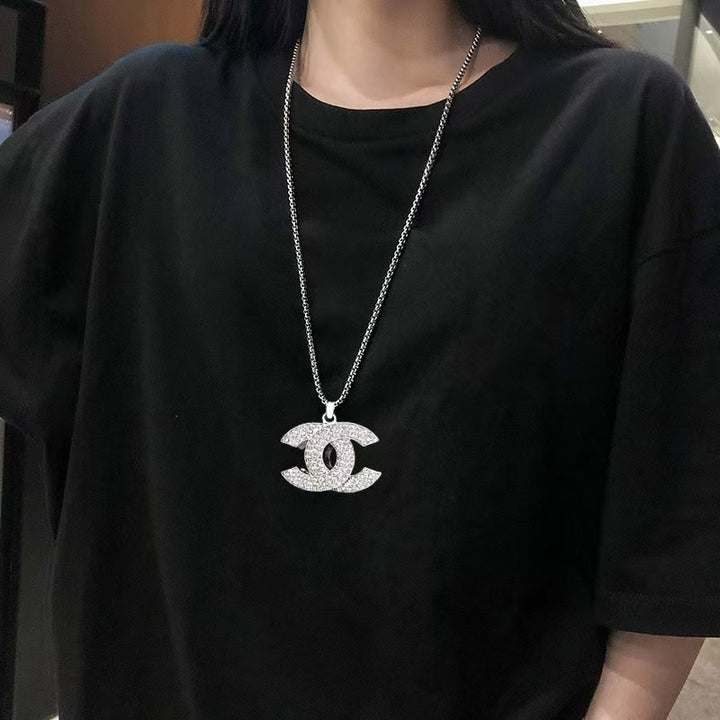 Fashionable Silver Double C Chain Necklace