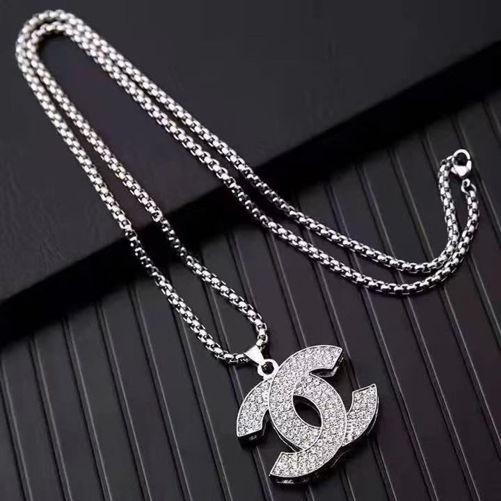 Fashionable Silver Double C Chain Necklace