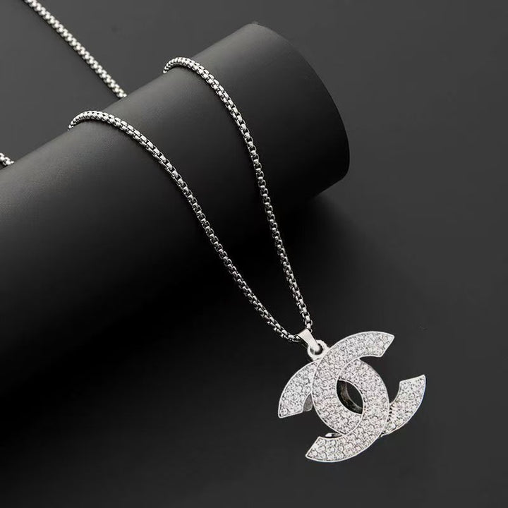 Fashionable Silver Double C Chain Necklace
