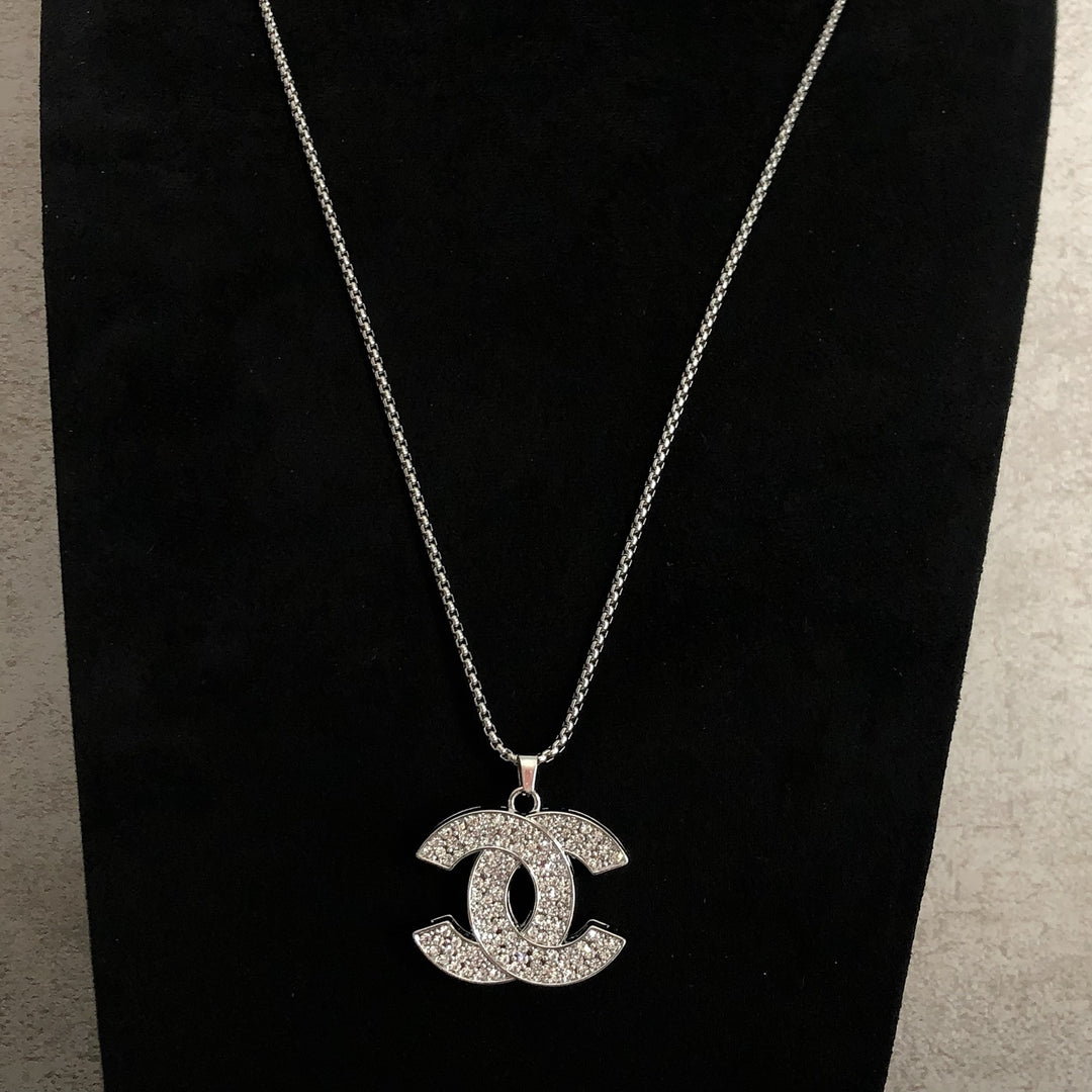 Fashionable Silver Double C Chain Necklace