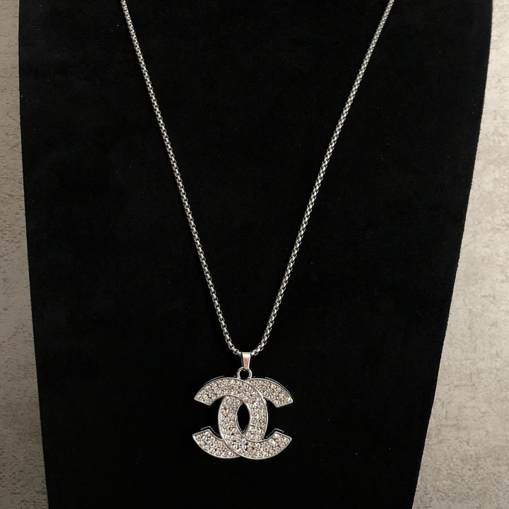 Fashionable Silver Double C Chain Necklace