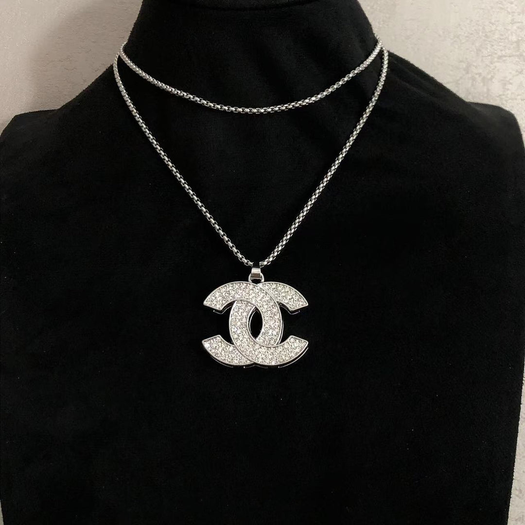 Fashionable Silver Double C Chain Necklace