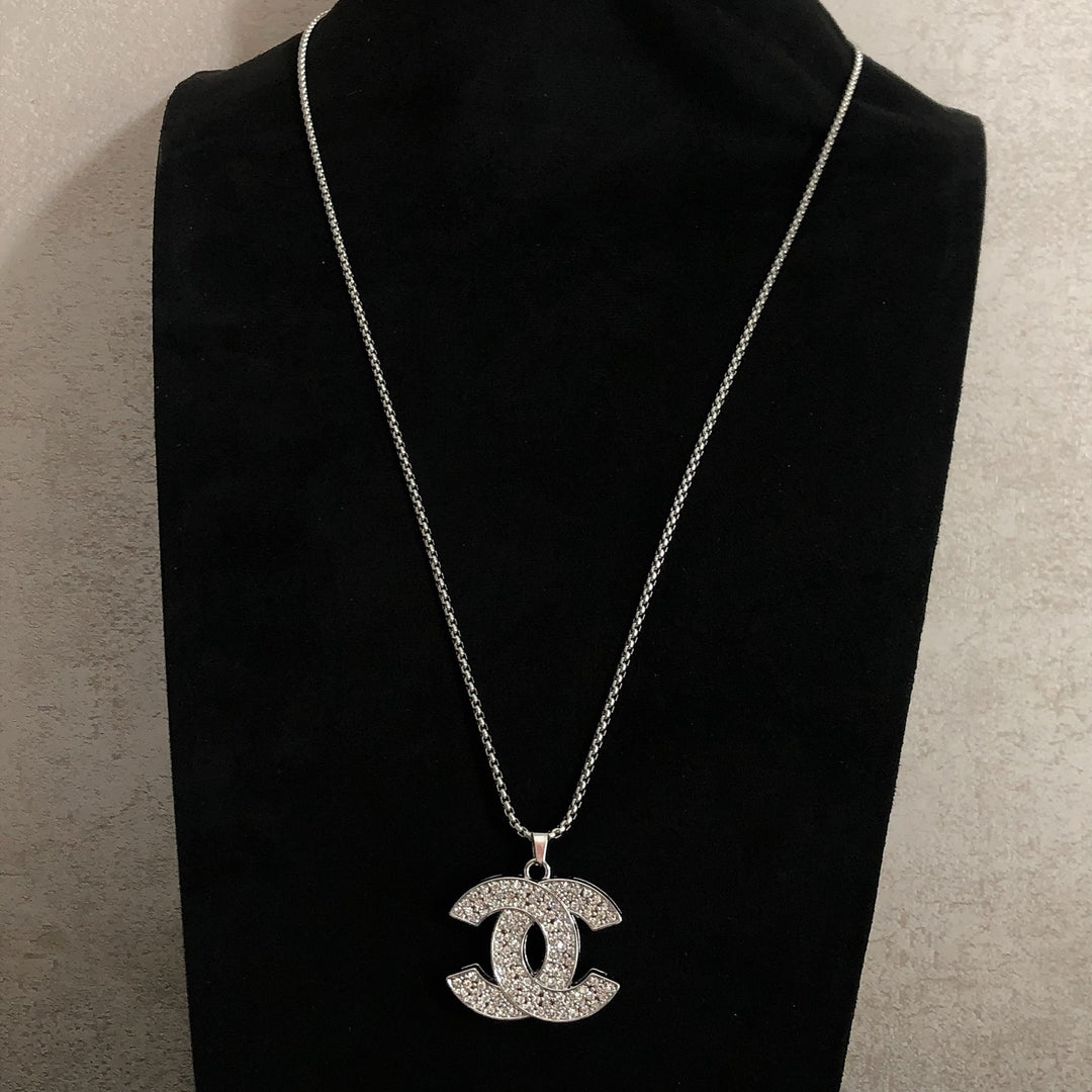 Fashionable Silver Double C Chain Necklace