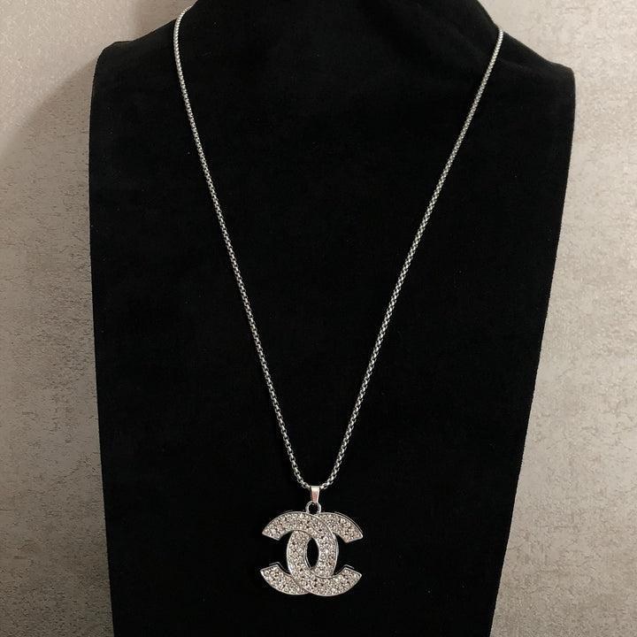 Fashionable Silver Double C Chain Necklace