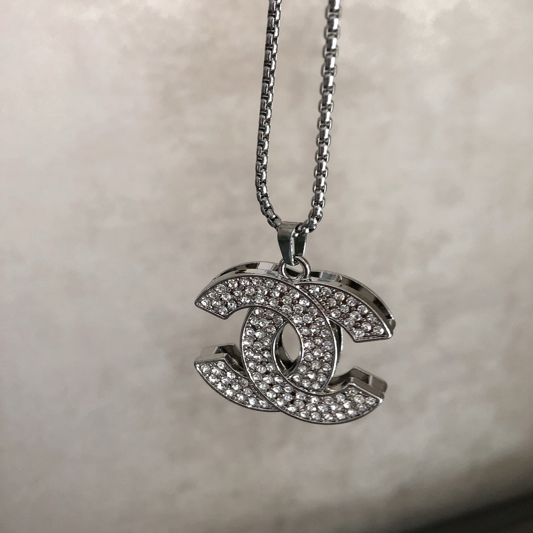 Fashionable Silver Double C Chain Necklace