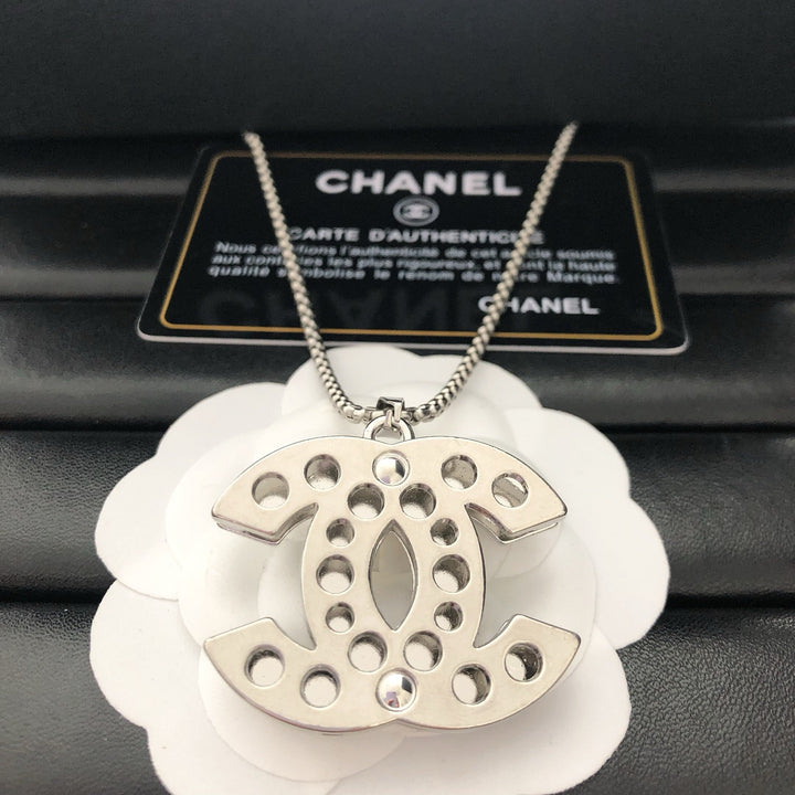 Fashionable Silver Double C Chain Necklace