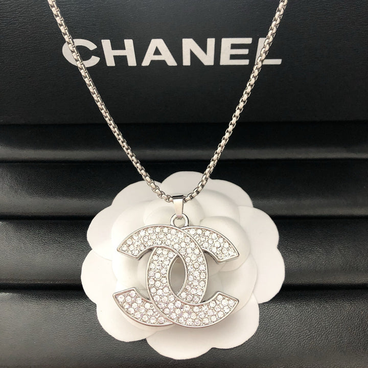 Fashionable Silver Double C Chain Necklace