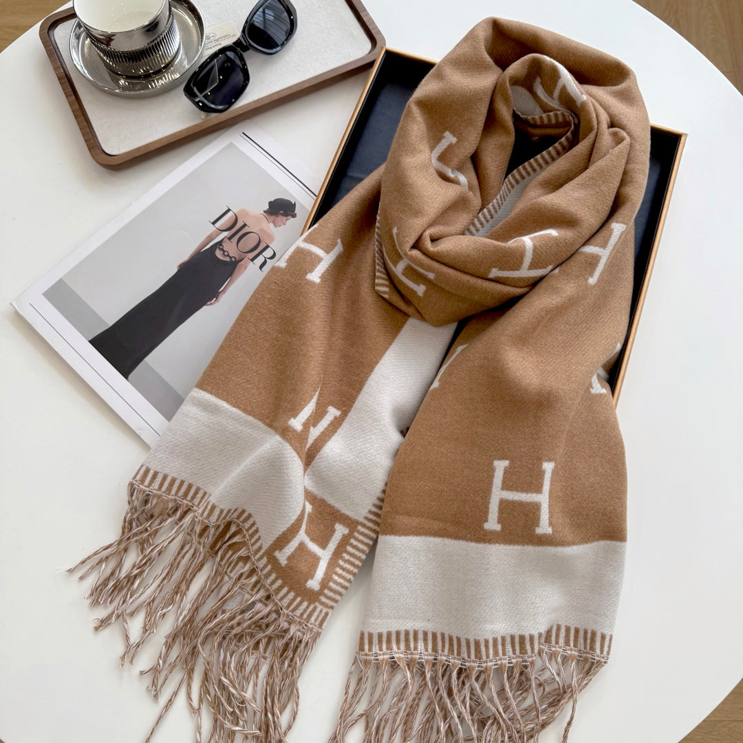 4-color high-end cashmere knit scarf