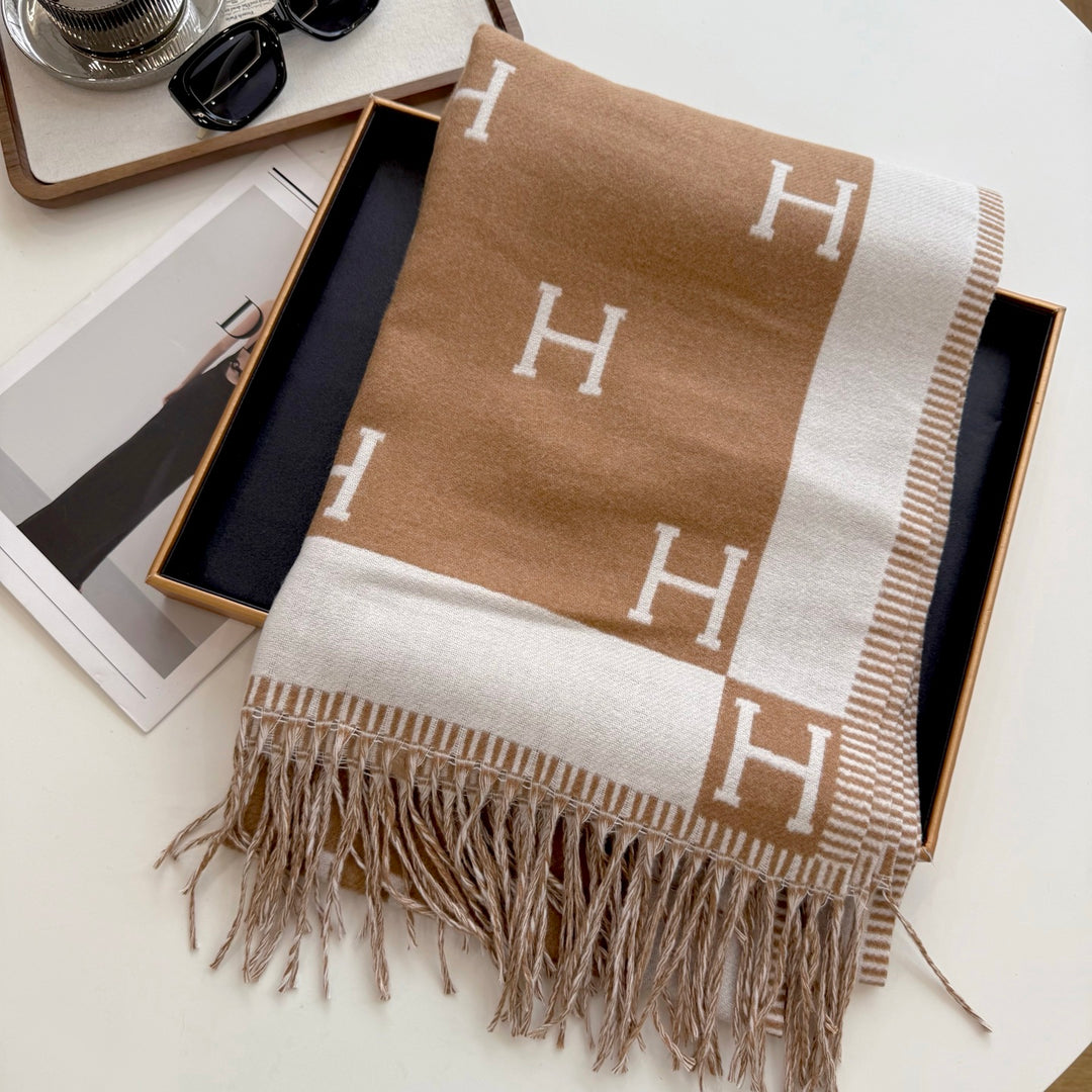 4-color high-end cashmere knit scarf