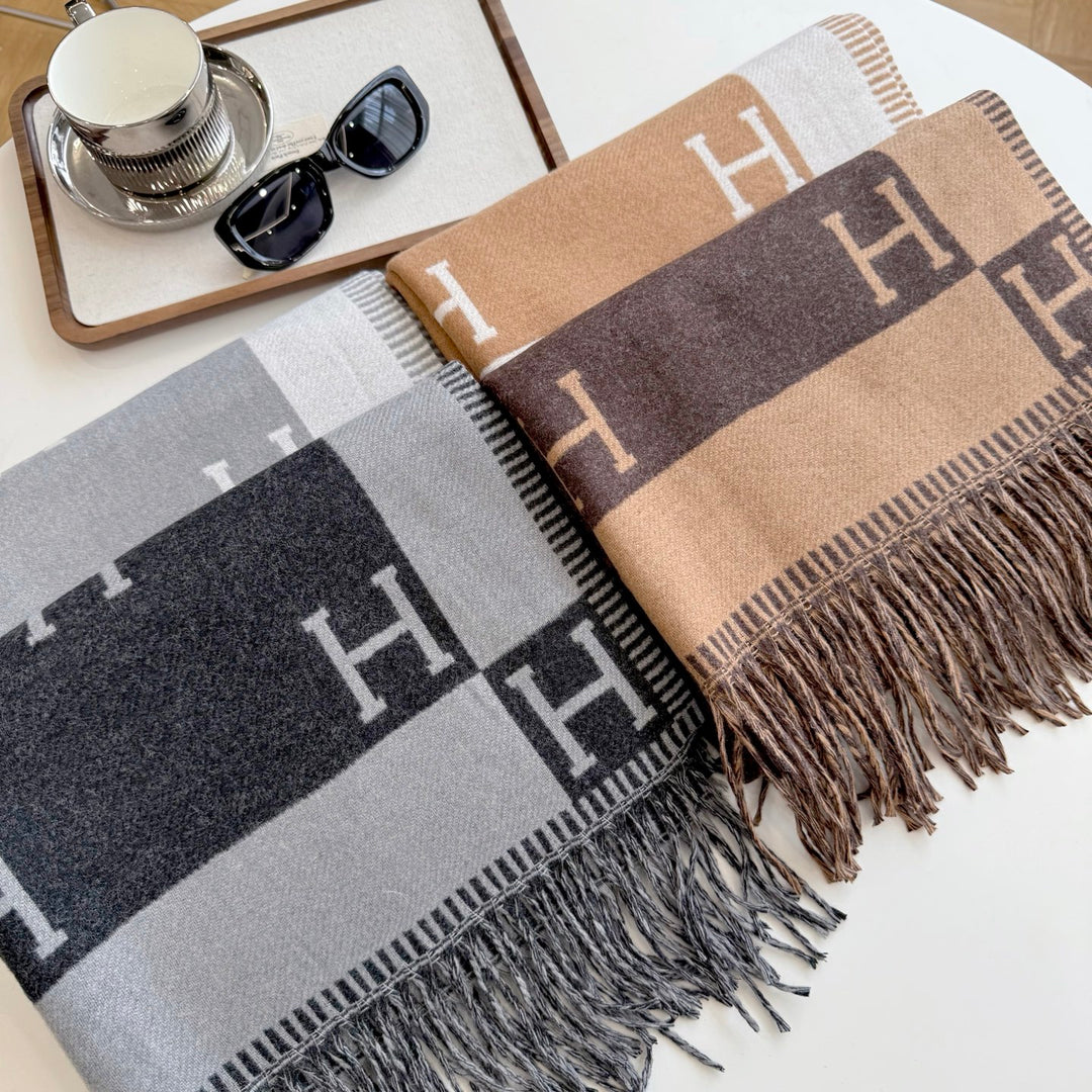 4-color high-end cashmere knit scarf