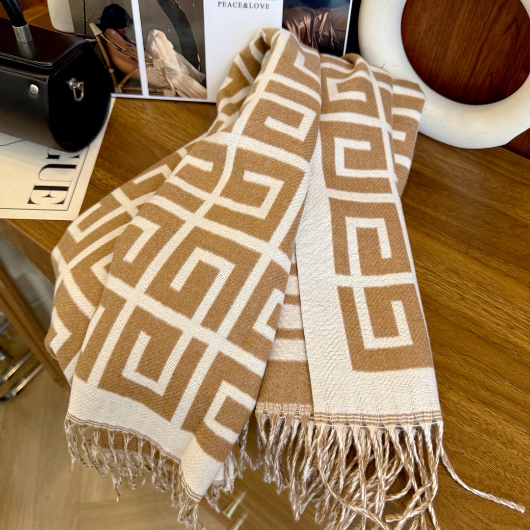 4-color fashionable geometric pattern scarf