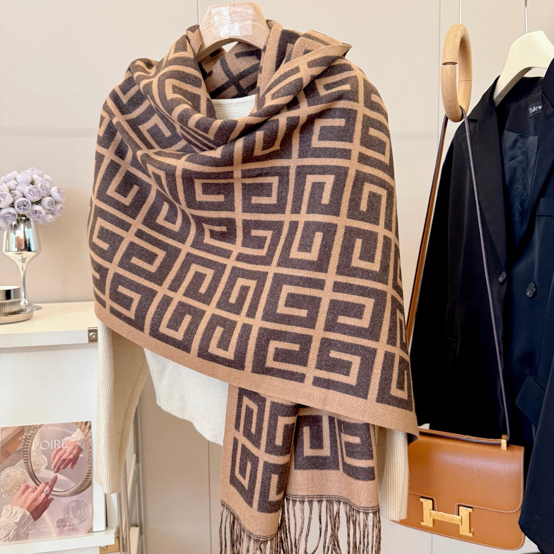 4-color fashionable geometric pattern scarf