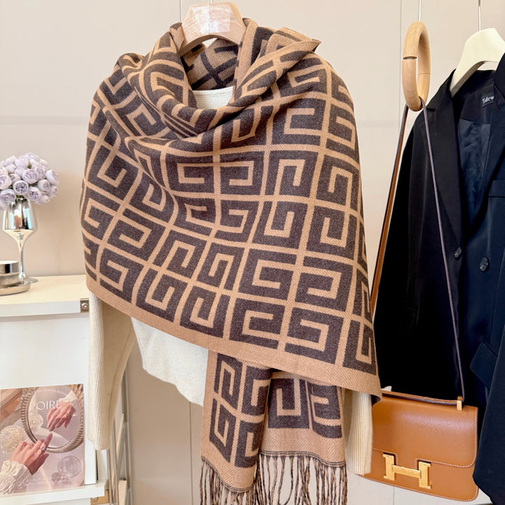 4-color fashionable geometric pattern scarf
