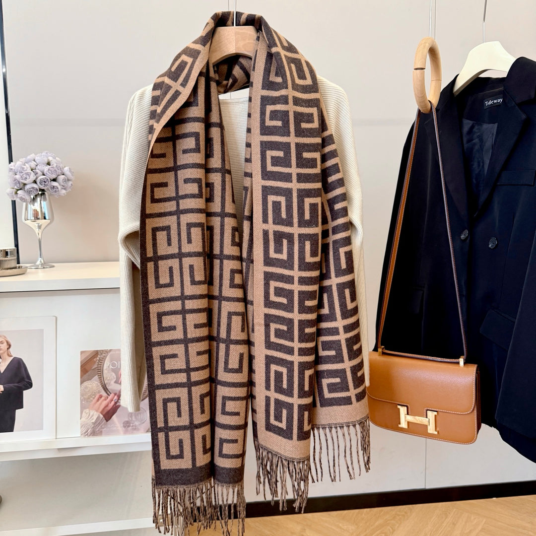 4-color fashionable geometric pattern scarf