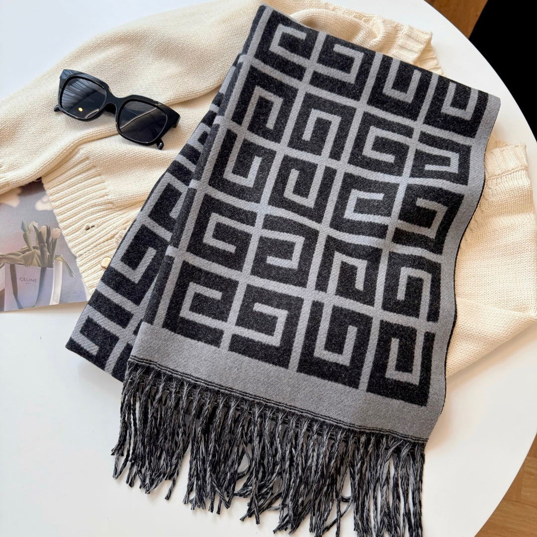 4-color fashionable geometric pattern scarf