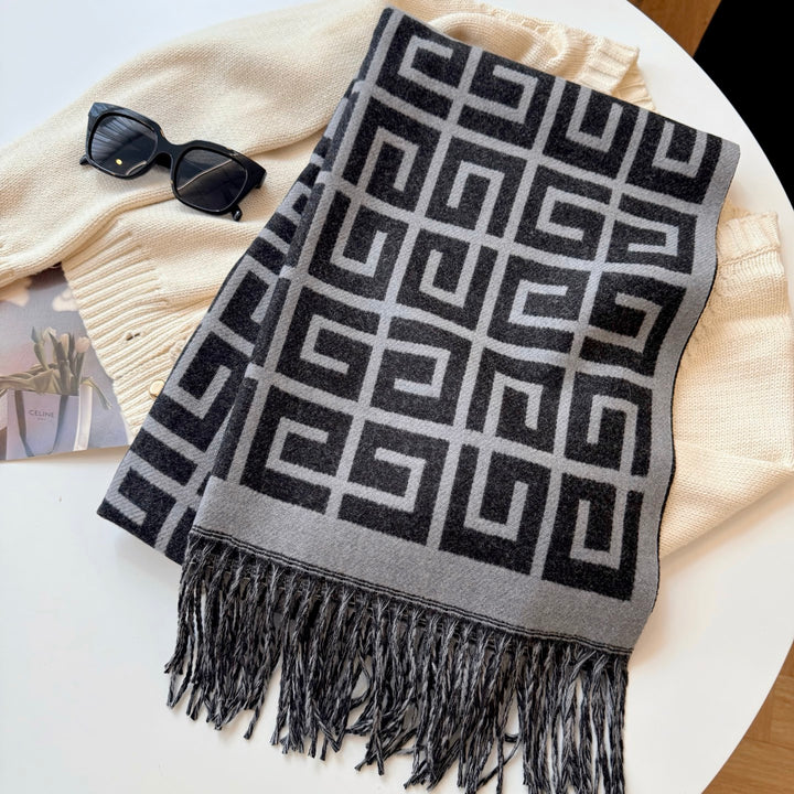 4-color fashionable geometric pattern scarf