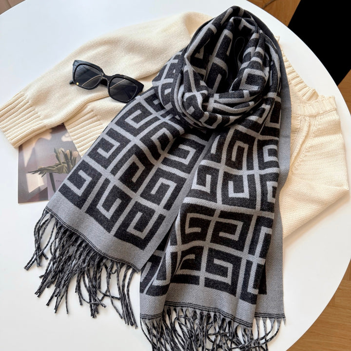 4-color fashionable geometric pattern scarf