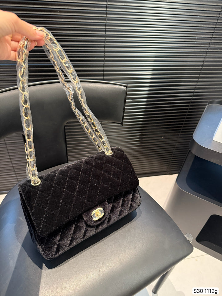 3-color velvet chain handbag