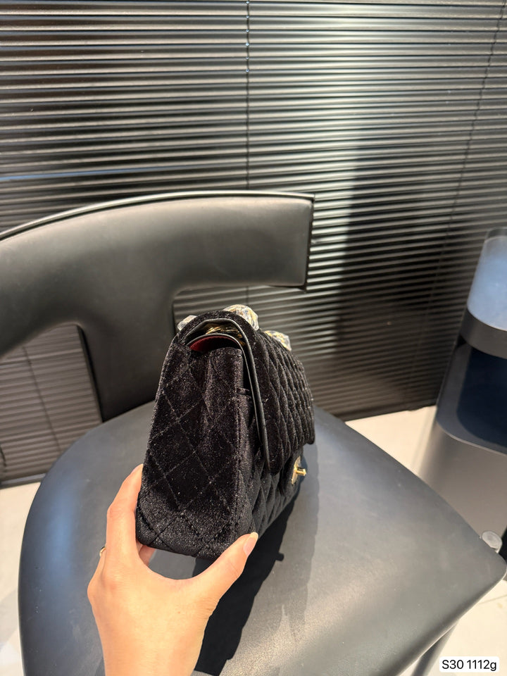 3-color velvet chain handbag