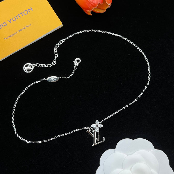 Unique Flower Letter Pendant Necklace