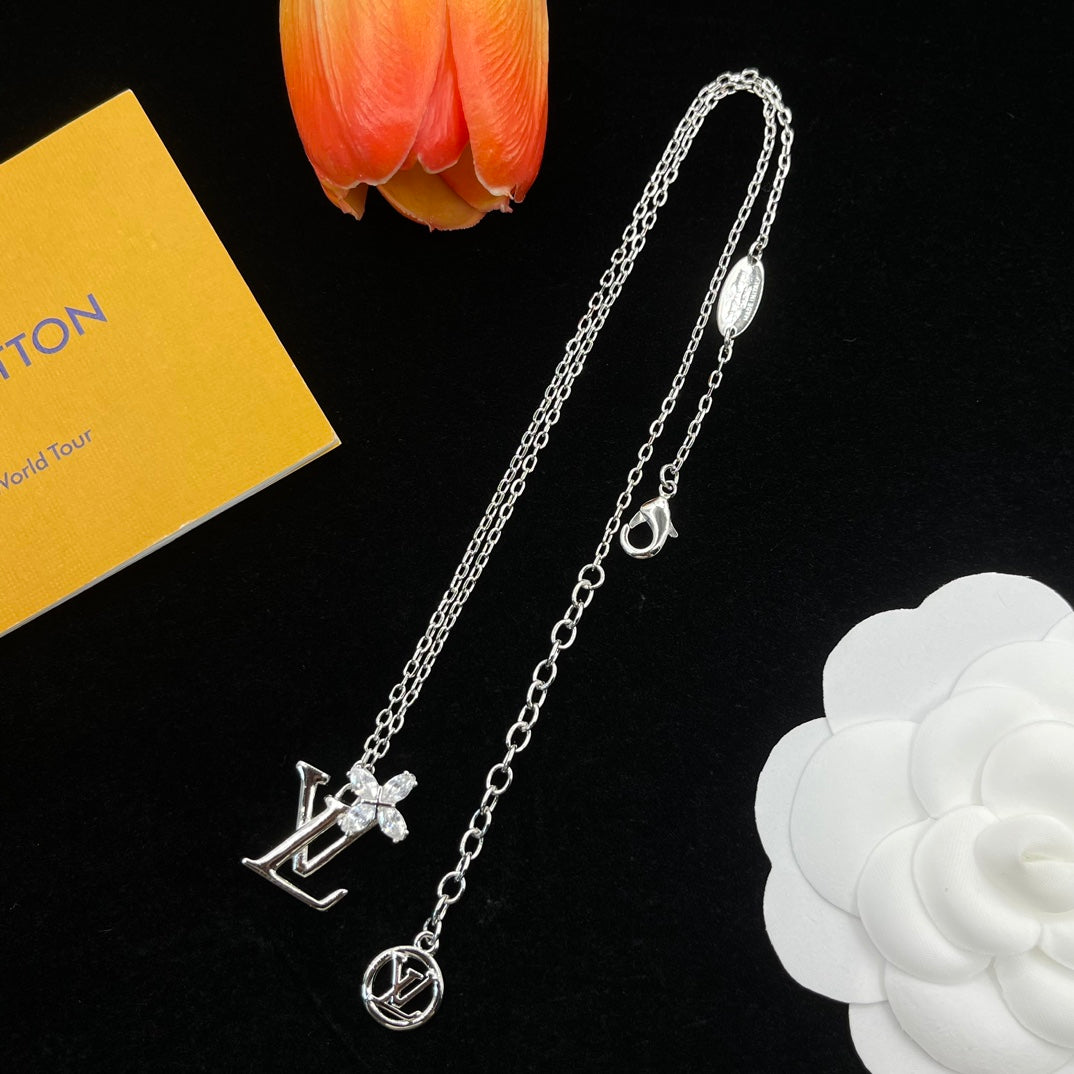 Unique Flower Letter Pendant Necklace