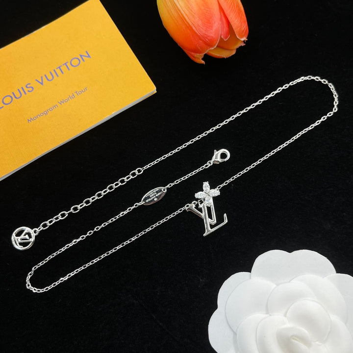 Unique Flower Letter Pendant Necklace